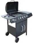 vidaXL Gasgrill 4+1 Brenner Schwarz