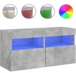 vidaXL TV-Wandschrank mit LED-Leuchten Betongrau 80x30x40 cm