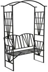 tectake Rosenbogen mit Sitzbank 210 cm Schwarz