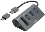 Hama USB-Hub 5 Ports Aluminium mit SD/microSD Kartenleser
