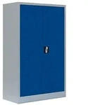 L&uuml;llmann&reg; Fl&uuml;gelt&uuml;renschrank, 3 OH, 1200 x 800 x 383 mm, lichtgrau/enzianblau