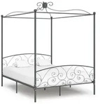 vidaXL Himmelbett-Gestell Grau Metall 160 x 200 cm