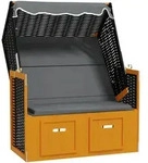 vidaXL Strandkorb mit Dach Poly Rattan & Massivholz Schwarz Anthrazit