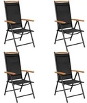 vidaXL Gartenst&uuml;hle Klappbar 4 Stk. Aluminium und Textilene Schwarz
