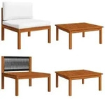 vidaXL 2-tlg. Garten-Lounge-Set mit Auflagen Massivholz Akazie