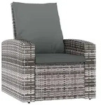 vidaXL Gartensessel Verstellbar mit Kissen Grau Poly Rattan