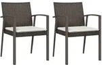 vidaXL Gartenst&uuml;hle mit Kissen 2 Stk. Braun 56,5x57x83 cm Poly Rattan
