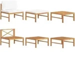 vidaXL 3-tlg. Garten-Lounge-Set mit Creme Kissen Teakholz