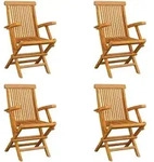 vidaXL Klappbare Gartenst&uuml;hle 4 Stk. Massivholz Teak