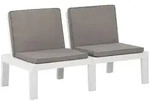 vidaXL Garten-Lounge-Bank mit Auflagen Kunststoff Wei&szlig;