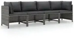 vidaXL 4-Sitzer-Gartensofa mit Kissen Grau Poly Rattan