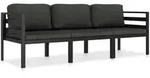 vidaXL 3-tlg. Garten-Lounge-Set mit Kissen Aluminium Anthrazit