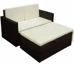 vidaXL 2-tlg. Garten-Lounge-Set mit Auflagen Poly Rattan Braun