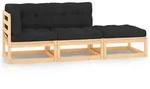 vidaXL 3-tlg. Garten-Lounge-Set mit Kissen Massivholz Kiefer