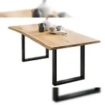 SalesFever Esstisch Baumkante | 240 x 100 cm | Tischplatte Eichenholz massiv 