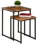 Relaxdays Beistelltisch 2er Set, stapelbar, Industrie Design, Satztisch 2 Gr&ouml;&szlig;en,