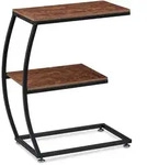 Relaxdays Beistelltisch, 2 Ablagen, C-Form, Industrial Design, Sofatisch Metall &