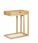 Relaxdays Beistelltisch Bambus mit gro&szlig;em Schubfach, moderner Stil, Wohnzimmertisch,