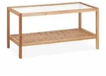 Relaxdays Beistelltisch, Wohnzimmertisch mit Glasablage, HBT 40x80x40 cm, Ablagetisch