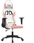 vidaXL Gaming-Stuhl mit Massagefunktion Wei&szlig; und Rosa Kunstleder