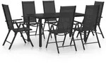 vidaXL 7-tlg. Garten-Essgruppe Aluminium Schwarz