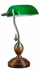 Relaxdays Bankerlampe Holzfu&szlig;, Retro Schreibtischlampe, Messing-Optik,