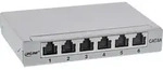 InLine&reg; Patchfeld Cat.6A 0,5HE 6-fach, Tisch/Wand/Hutschiene, grau, Staubschutz