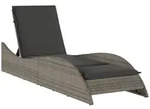vidaXL Sonnenliege mit Auflage Grau 60x205x73 cm Poly Rattan