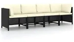vidaXL 4-Sitzer-Gartensofa mit Auflagen Schwarz Poly Rattan