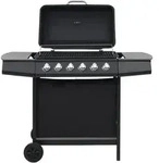 vidaXL Gasgrill mit 6 Flammen Stahl Schwarz