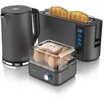 Arendo Fr&uuml;hst&uuml;cks-Set in grau - Wasserkocher / Toaster / Eierkocher