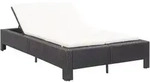 vidaXL 2-Personen-Sonnenliege mit Auflage Schwarz Poly Rattan