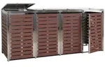 Mendler 4er M&uuml;lltonnenverkleidung HWC-K14, M&uuml;lltonnenbox, 120x264x85cm WPC