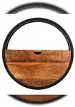 SIT M&ouml;bel Wandregal | rund | 1 Schublade | Mango-Holz natur | Gestell Metall schwarz