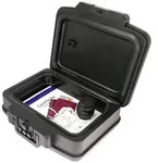 HMF 250437 Feuerfeste wasserdichte Dokumentenbox mit Zahlenschloss, DIN A4, 44,5 x