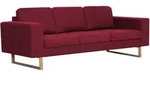 vidaXL 3-Sitzer-Sofa Stoff Weinrot