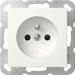Gira System 55 Steckdose, 1f, reinwei&szlig;, gl&auml;nzend, Unterputz, mit erh&ouml;htem