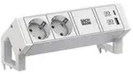 BACHMANN DESK2 ALU WHITE 2xCEE7/3 1xUSB A/C 22W 0,2m GST18