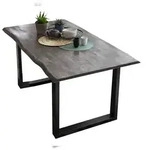 SIT M&ouml;bel Esstisch 160 x 85 cm | 40 mm Tischplatte Mango grau | Stahlgestell...