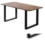 M&ouml;belliebling Esstisch Baumkante massiv Akazie stonefarben 220 x 100 cm schwarz