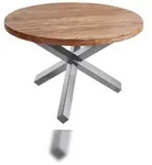 M&ouml;belliebling Esszimmertisch rund 140 cm Akazienholz Natur Silber RUNA