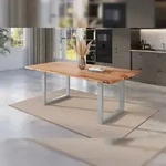 M&ouml;belliebling Esstisch Baumkante massiv Akazie natur 260 x 100 silber QUINN