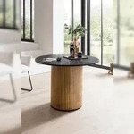 SalesFever Esstisch rund &Oslash;100cm, schwarz lackierte Tischplatte aus MDF,