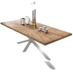 SIT M&ouml;bel Esstisch | 180 x 100 cm | Platte 50 mm Teak natur | Gestell Metall