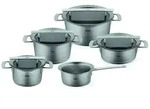 Fissler - Phi Collection - Set 5-teilig (Topf mit Glasdeckel 16 + 20 + 24 cm,