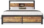 Merax Metallbett Jugendbetten Doppelbett 140 x 200 cm mit Stauraum-Kopfteil, Metall