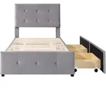 Merax Polsterbett 90x200 Einzelbett Funktionsbett aus Samt mit H&ouml;henverstellbares