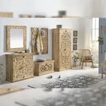 SIT M&ouml;bel Garderobenpaneel | 3 Doppel-Haken | Mango-Holz natur | B 35 x T 8 x...
