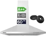 CIARRA Dunstabzugshaube 60 cm A++ 404 m3/h Wandhaube Pyramide Abzugshaube 3 Stufen