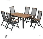 Merxx Tilos Set 7tlg., 6 Klappsessel, 1 Tisch 150 x 90 cm, Aluminium